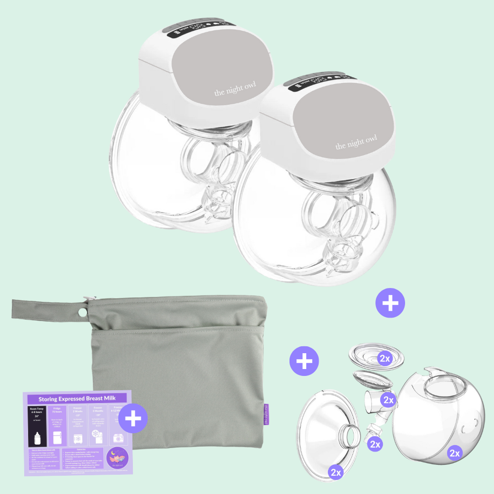 Baby Owl V2 - Twin Starter Kit - 9 levels - The Night Owl- Wearable Breast Pump - Breast Pump - Hands Free Breast Pump - Portable Breast Pump