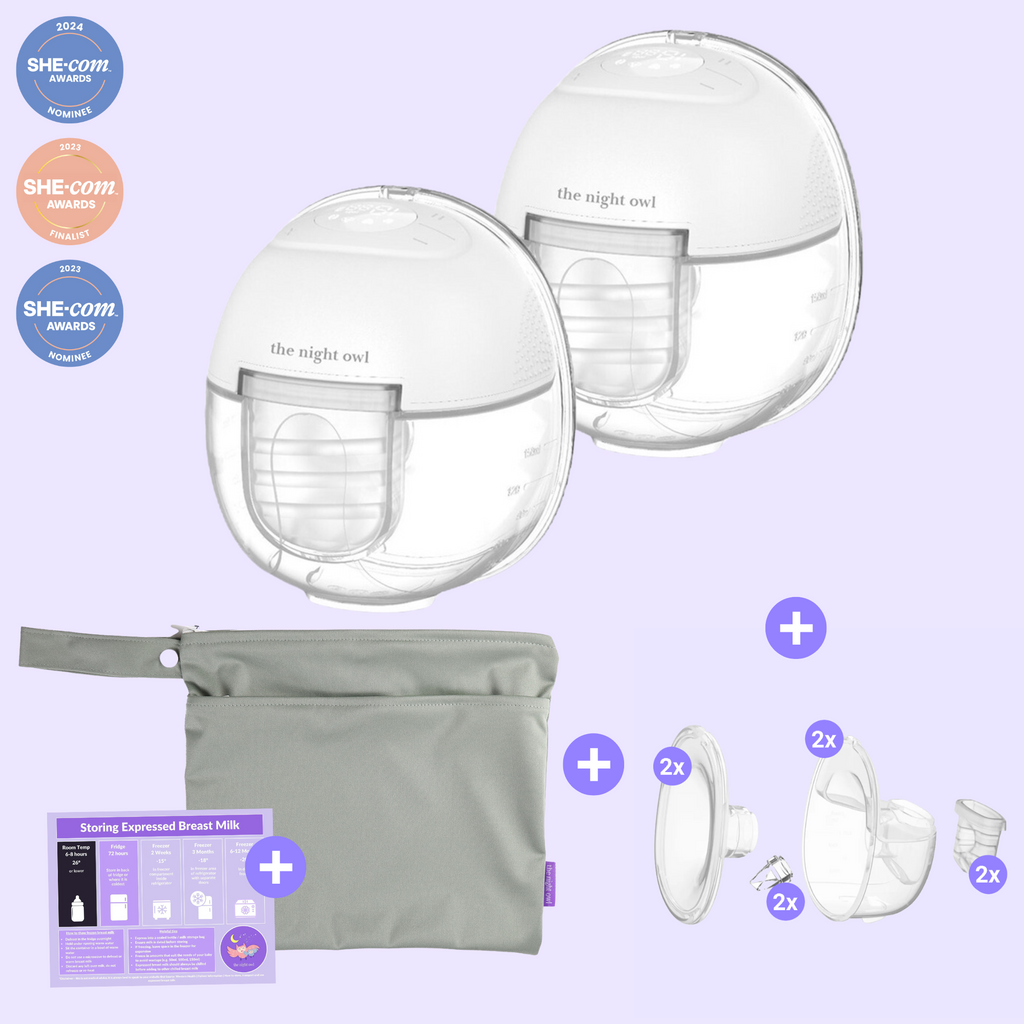 Mumma Owl - Twin Starter Kit - 15 levels - The Night Owl- Wearable Breast Pump - Breast Pump - Hands Free Breast Pump - Portable Breast Pump